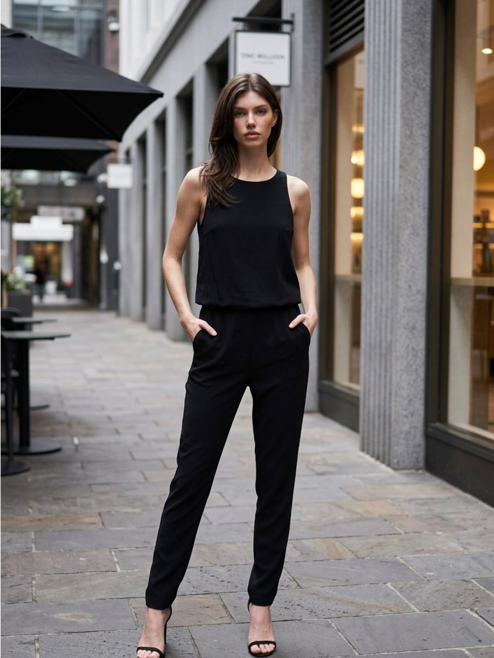 rag & bone Black Sleeveless Jumpsuit